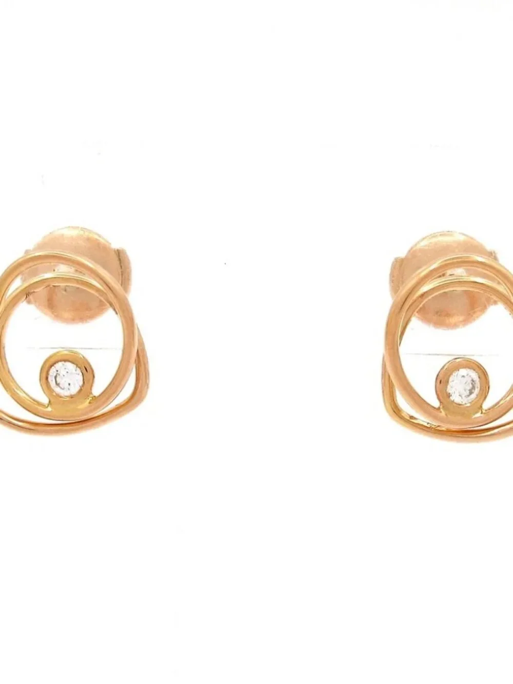 HERMES Vertige Cool TPM 18K Rose Gold Diamond Earrings